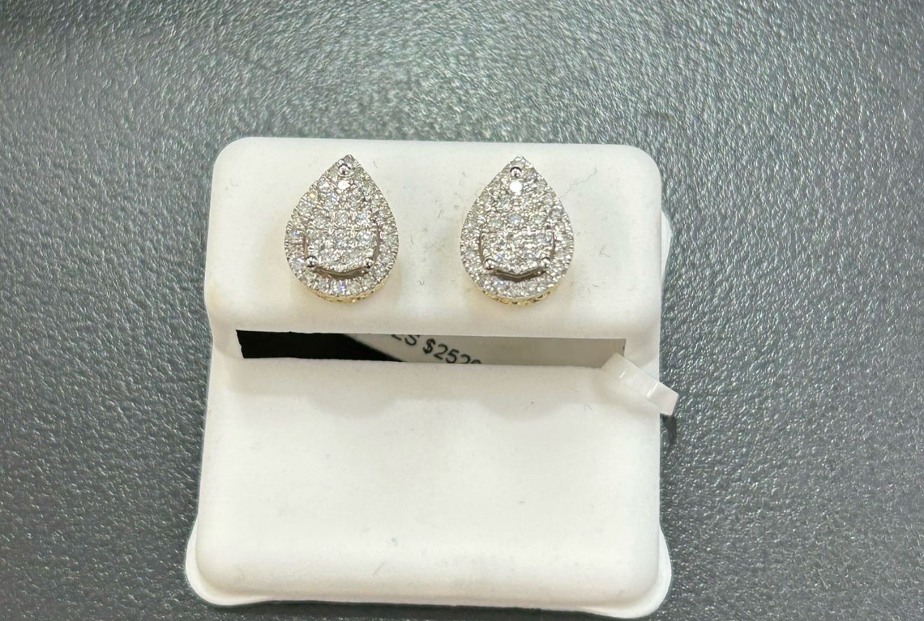14KT White Gold Diamond Tear Drop Earrings